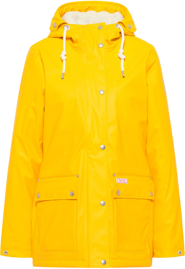myMo Damen Regenjacke mit Kunstfellfutter