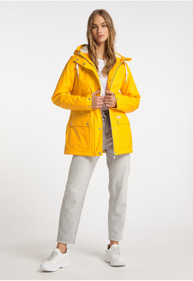 myMo Damen Regenjacke mit Kunstfellfutter