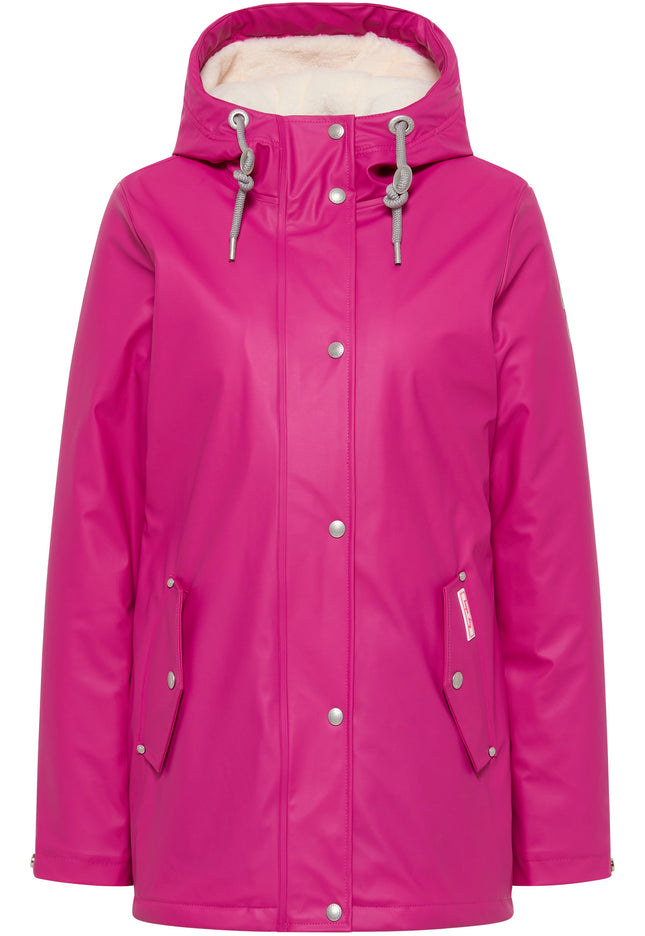 myMo Damen Regenjacke mit Kunstfellfutter