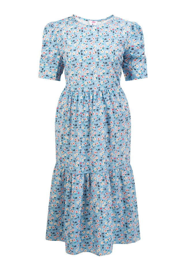 myMo Damen Midi Kurzarm Kleid