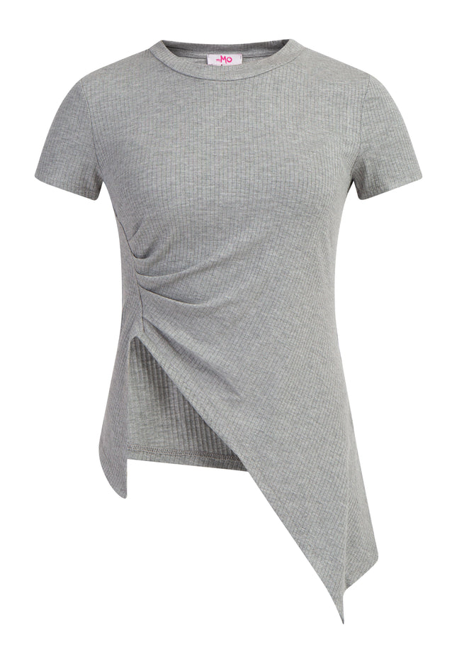 myMo Damen-Jersey-Shirt aus geripptem Strick