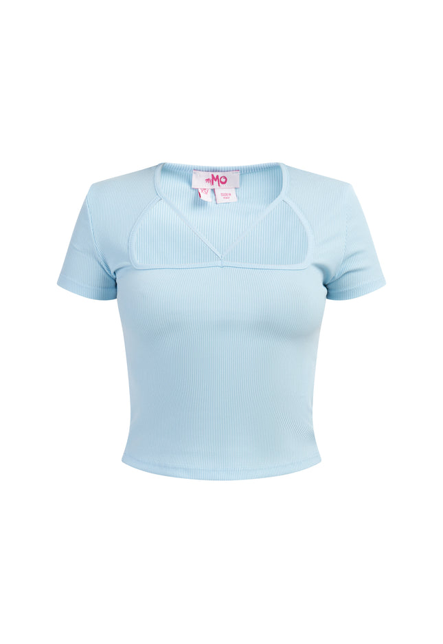 myMo Damen Rippstrick T-Shirt