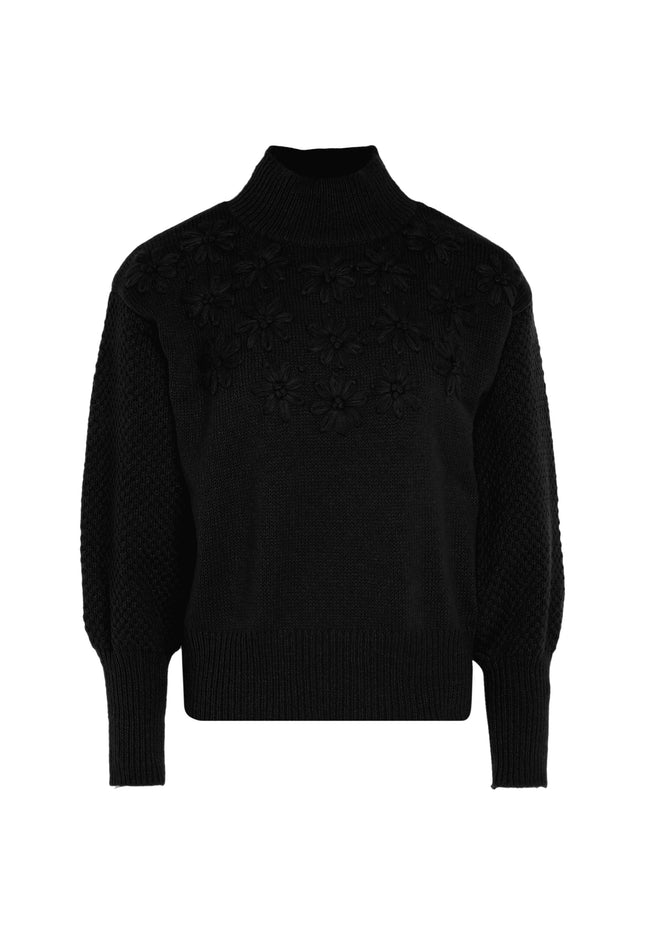 Sweter myMo dla kobiet z haftem kwiatowym