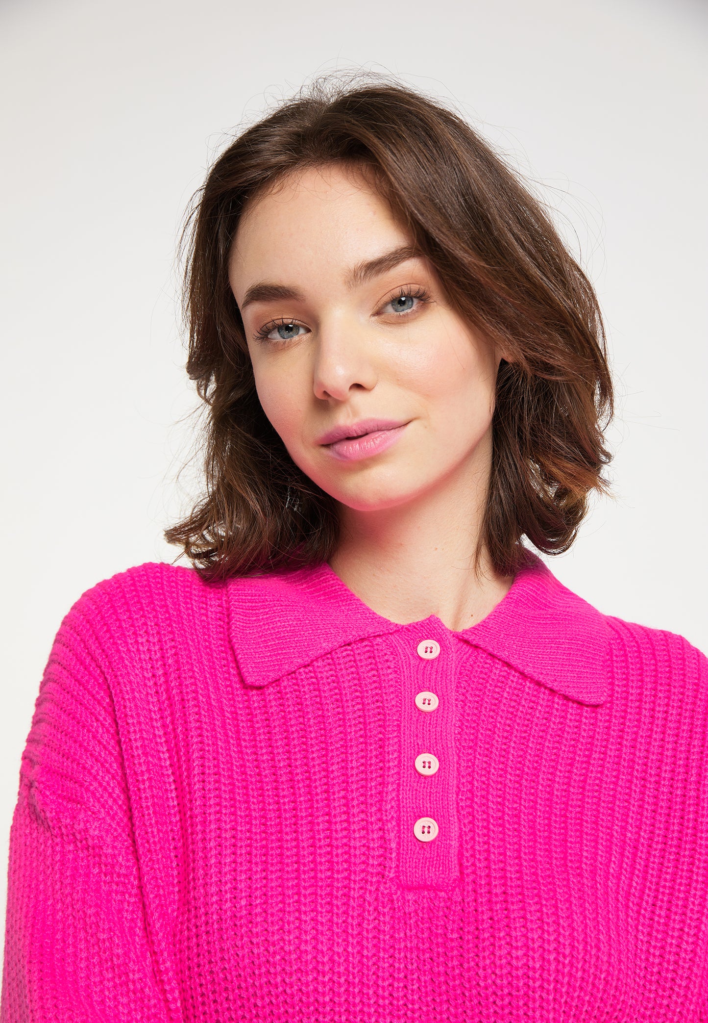 myMo Damen Strick-Polo-Shirt