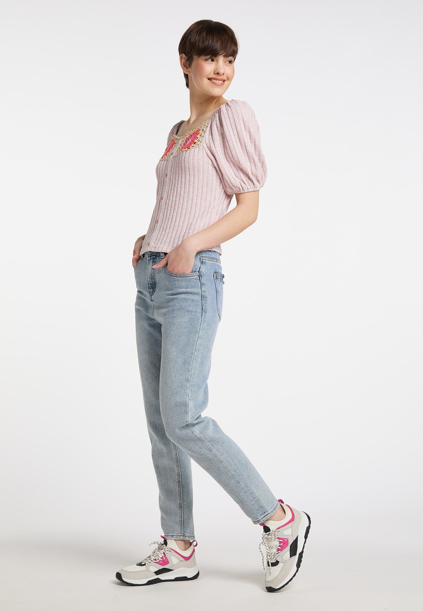 myMo Women's Top With Crochet Inserts