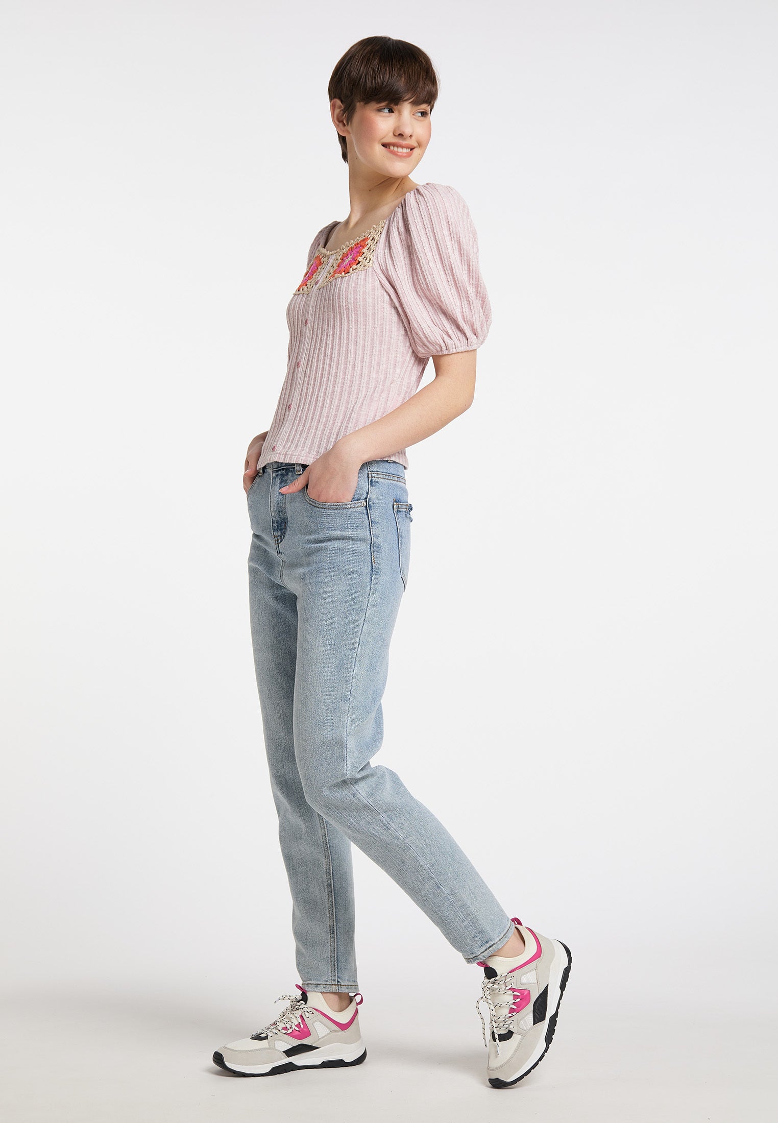 myMo Women's Top With Crochet Inserts