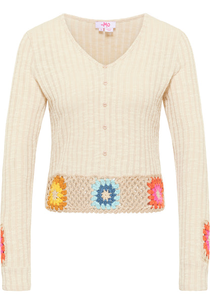 myMo Women's Sweater With Crocheted Waistband