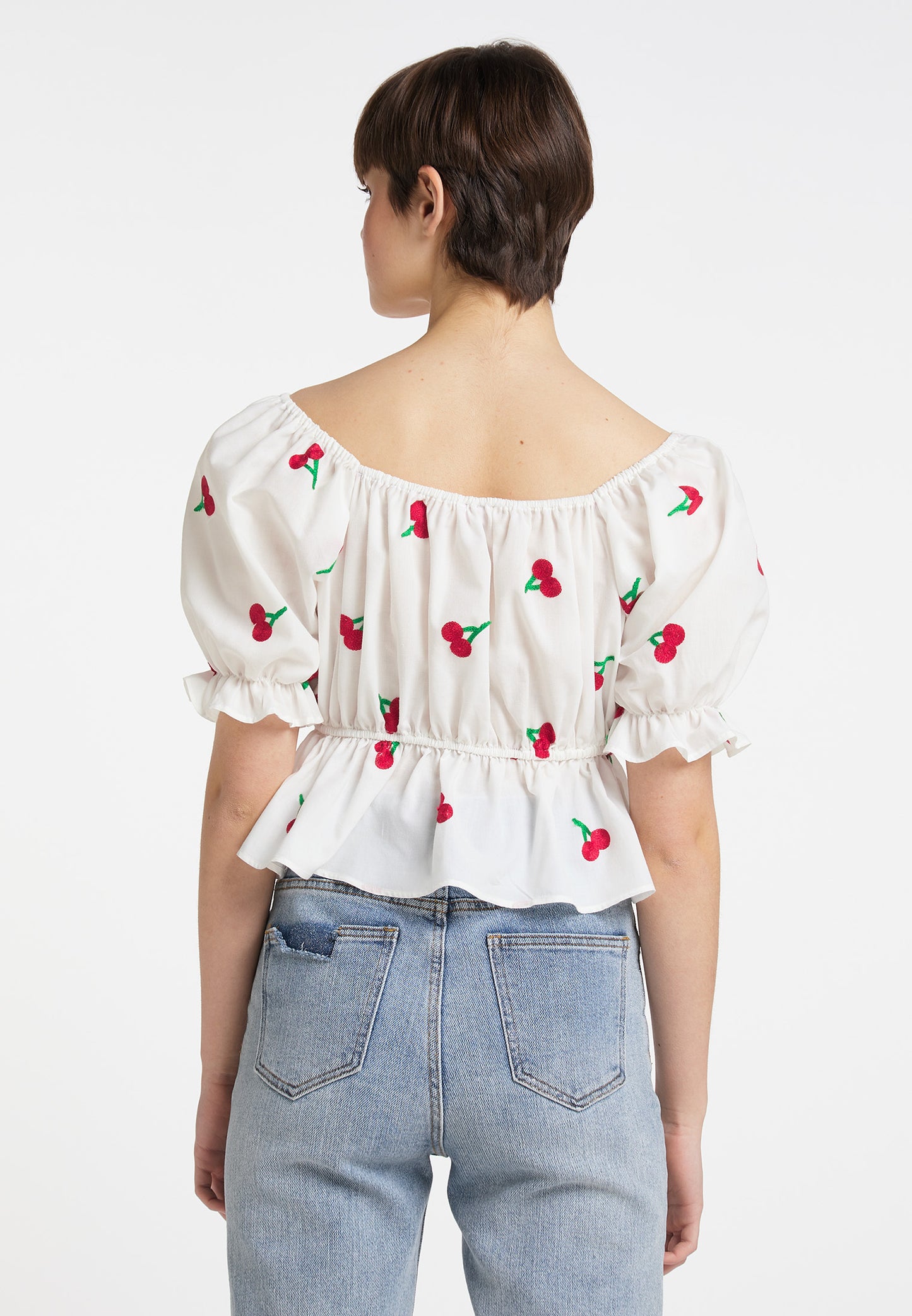 myMo Women's Embroidered Cropped Blouse