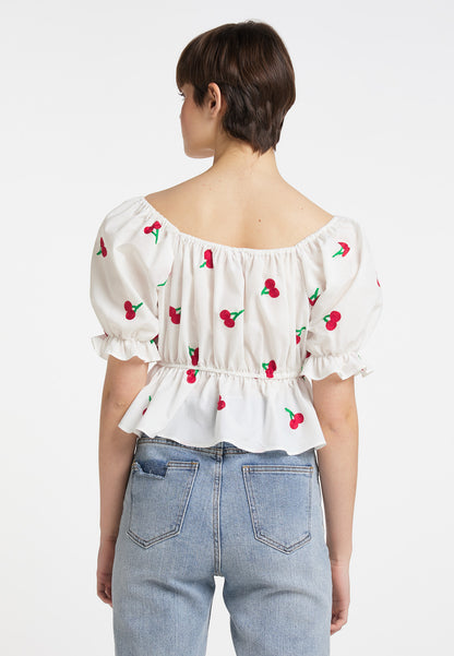 myMo Women's Embroidered Cropped Blouse