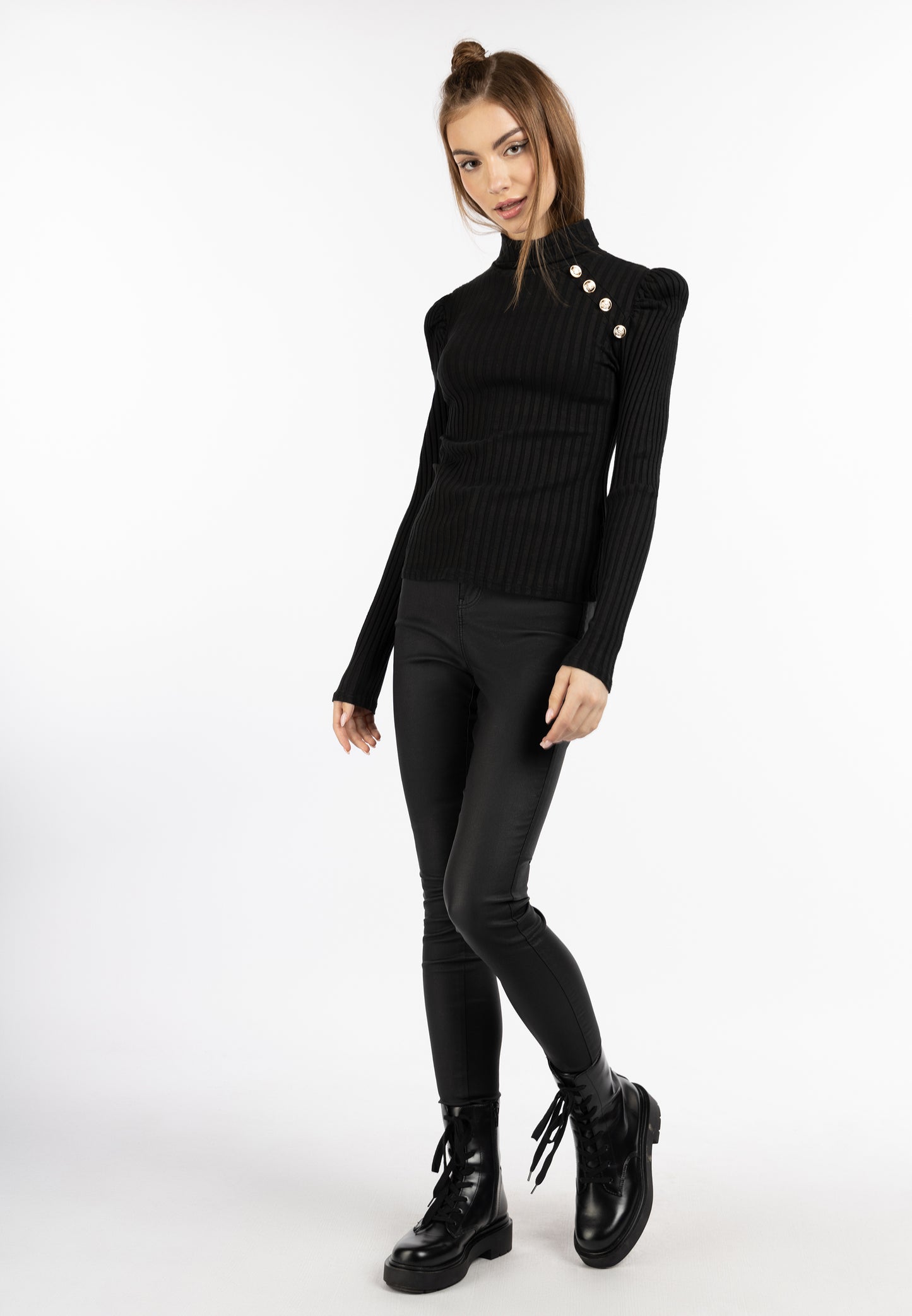 myMo ROCKS damski sweter z prążkowanej dzianiny