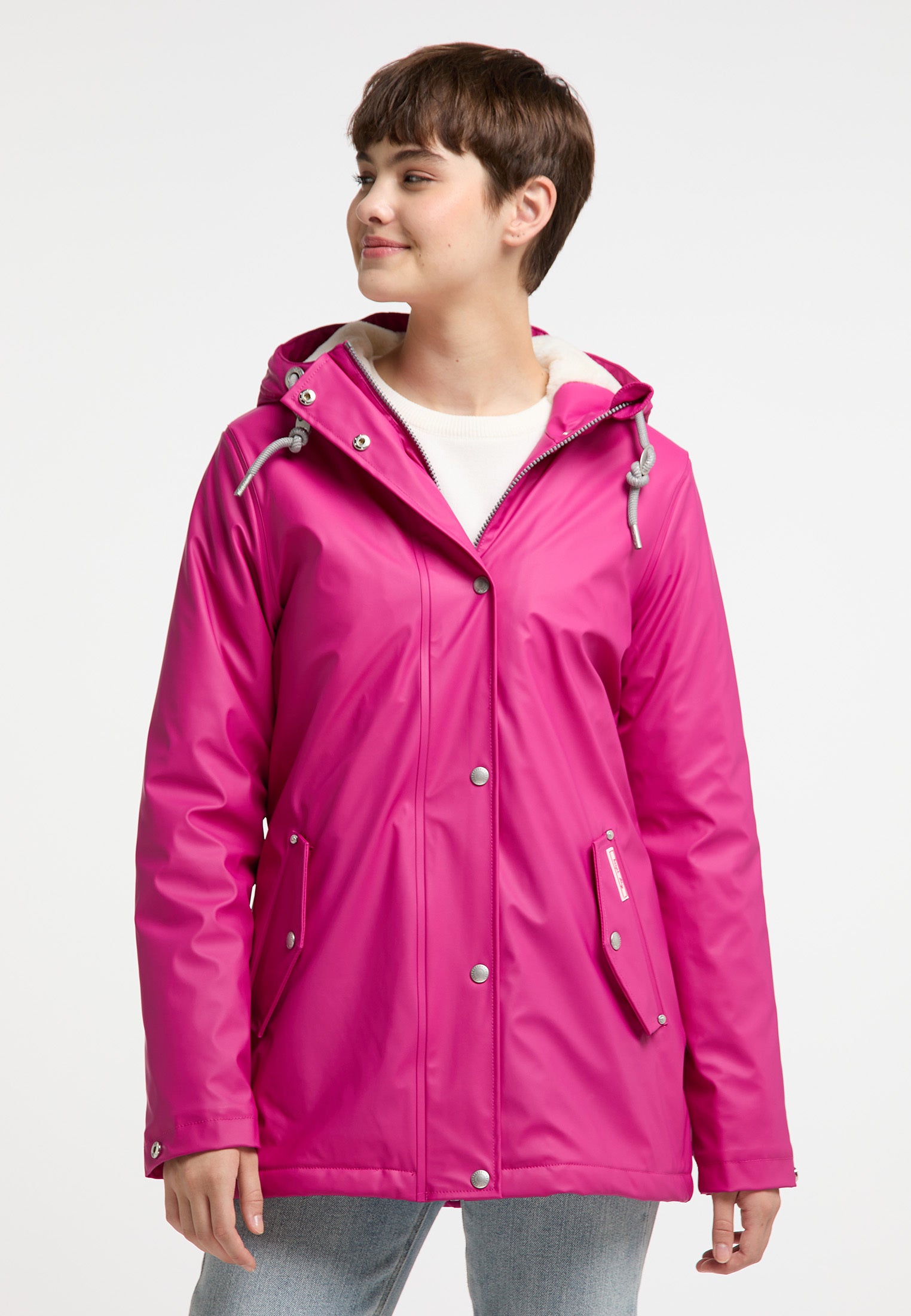 myMo Women's Rain Jacket With Faux Fur Lining