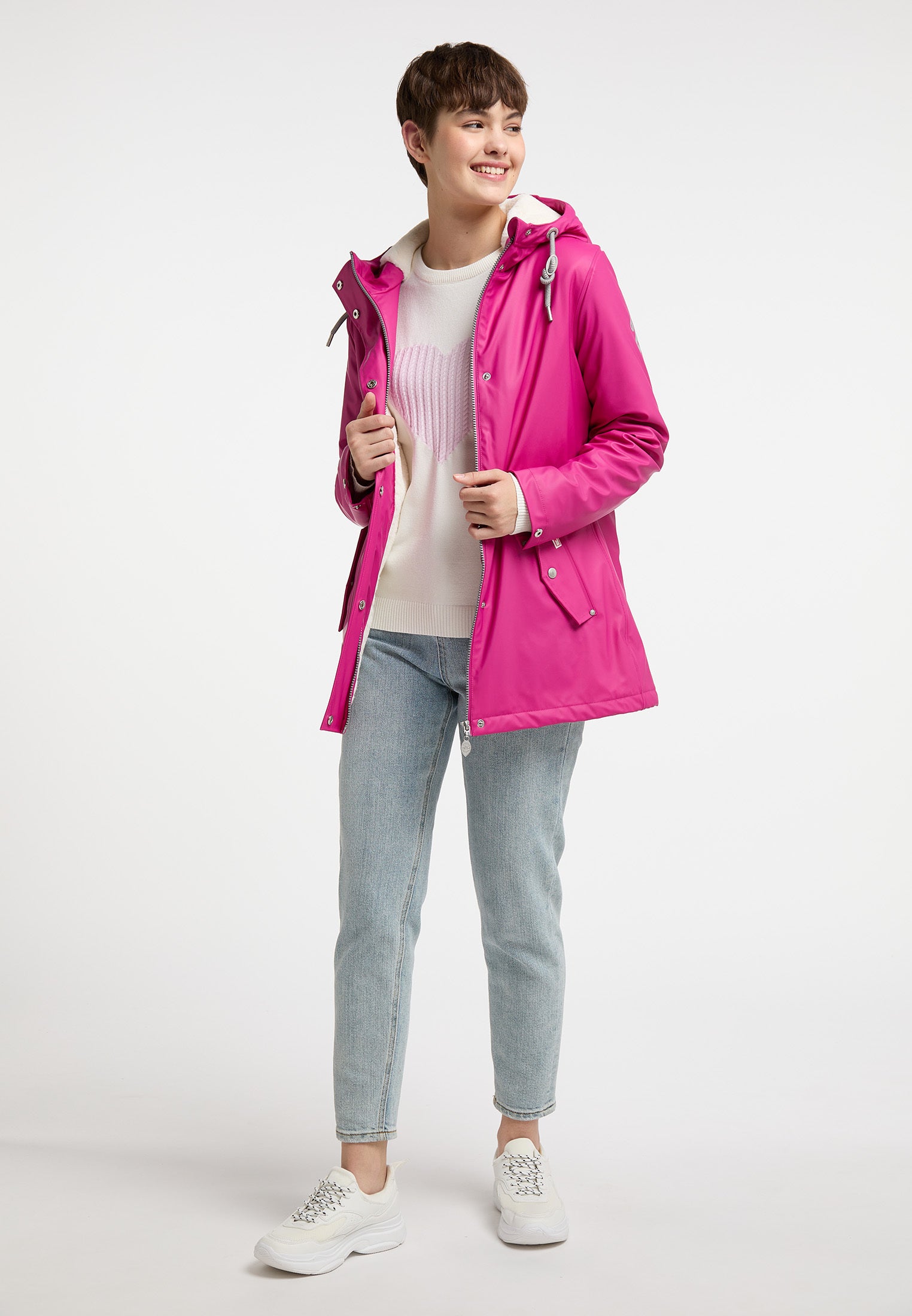 myMo Women's Rain Jacket With Faux Fur Lining