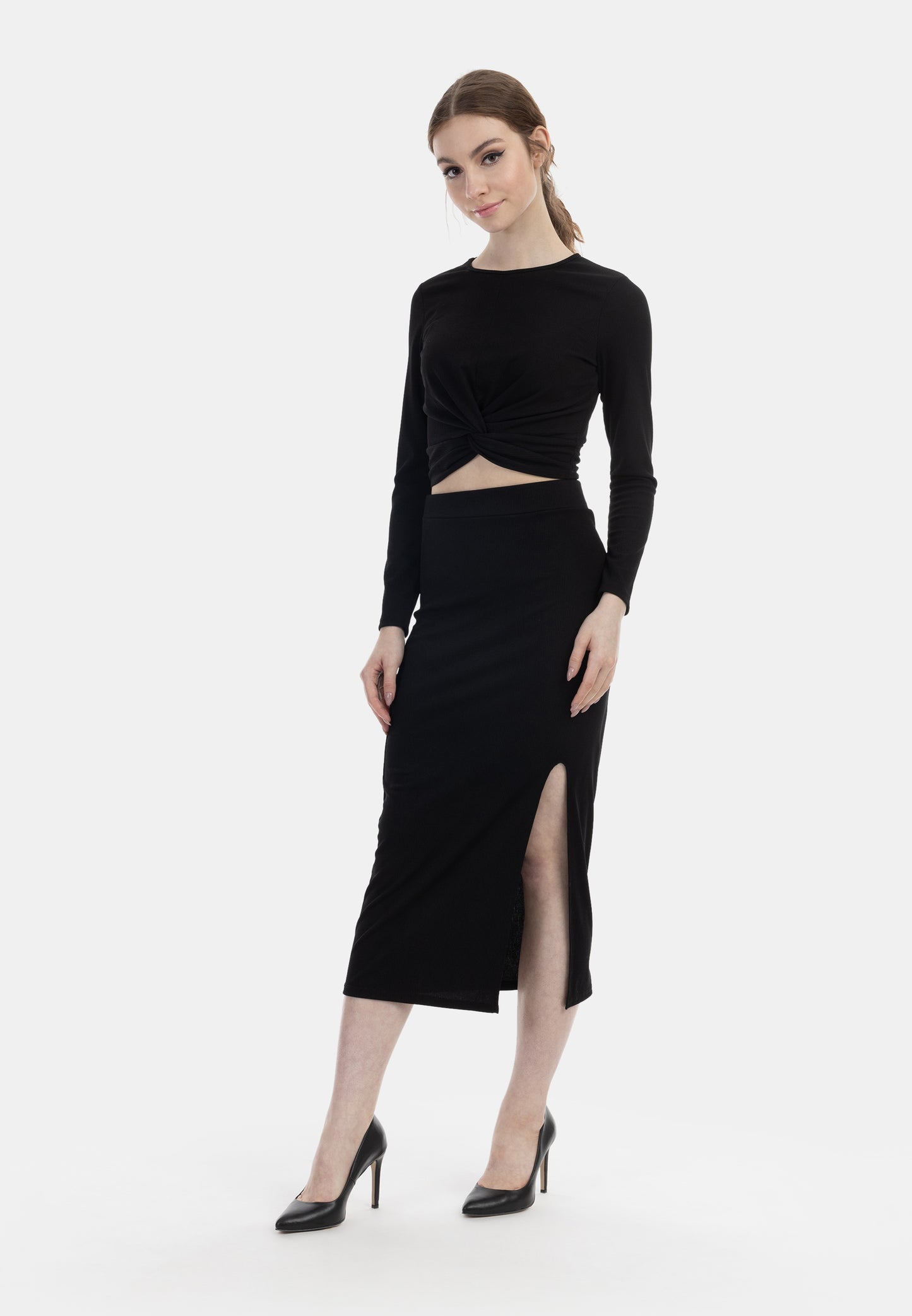 myMo at night Damen Jersey Midi Rock