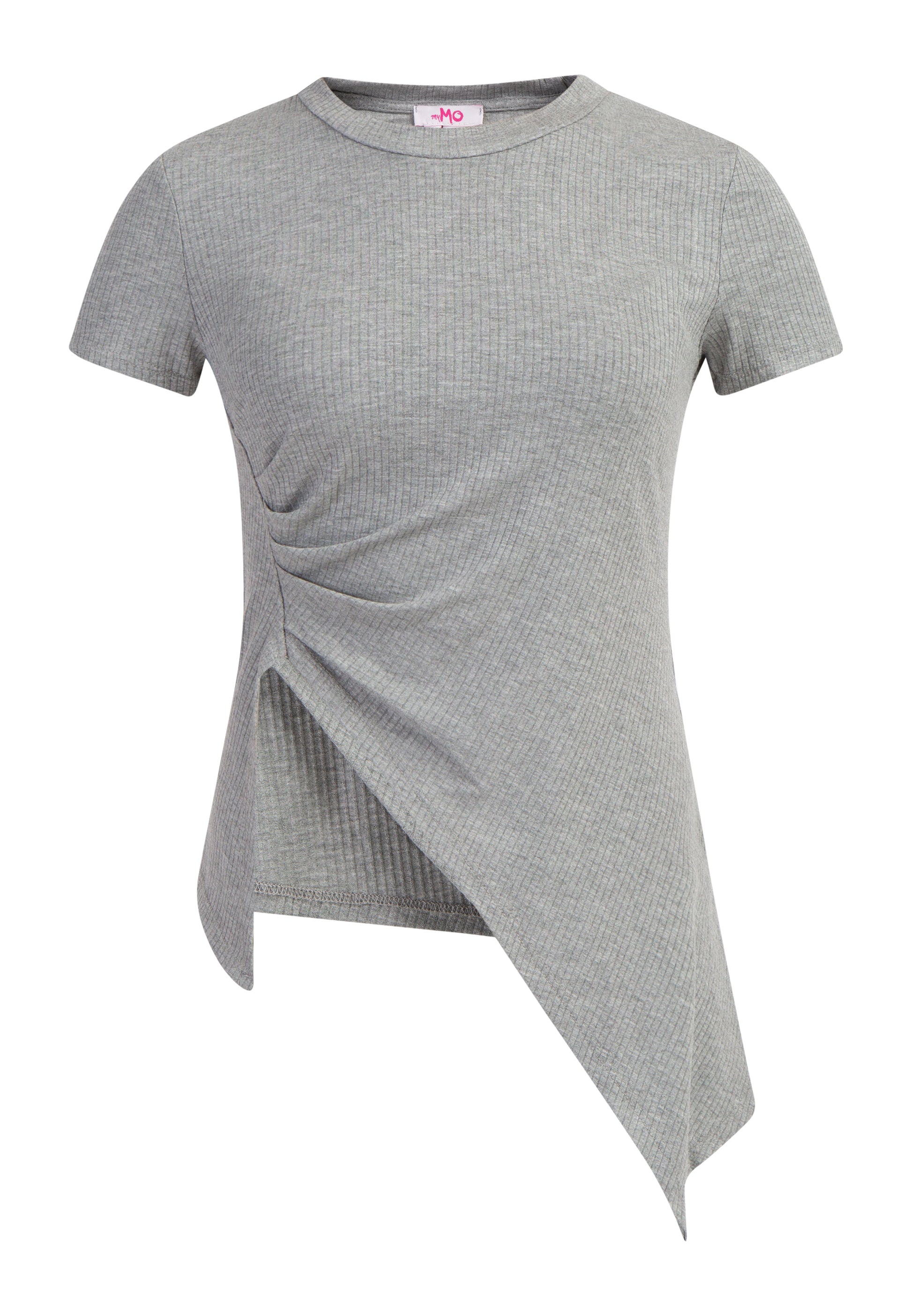 myMo Damen-Jersey-Shirt aus geripptem Strick