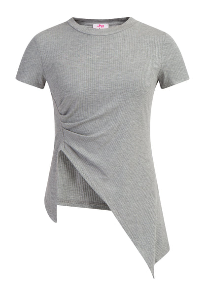 myMo Damen-Jersey-Shirt aus geripptem Strick