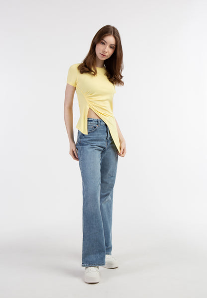 myMo Damen-Jersey-Shirt aus geripptem Strick