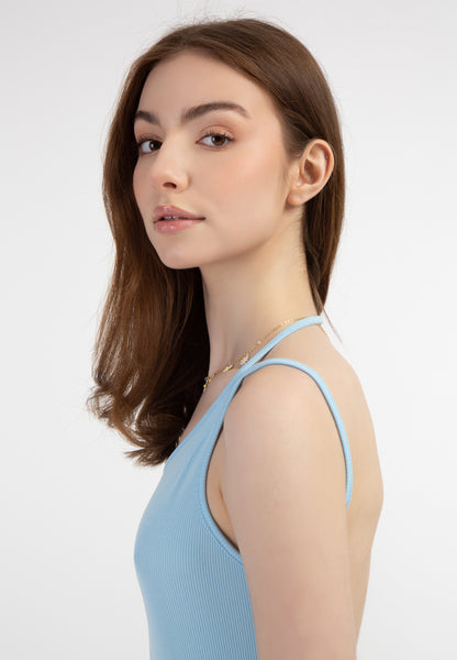 myMo Damen Rippstrick Mini Kleid