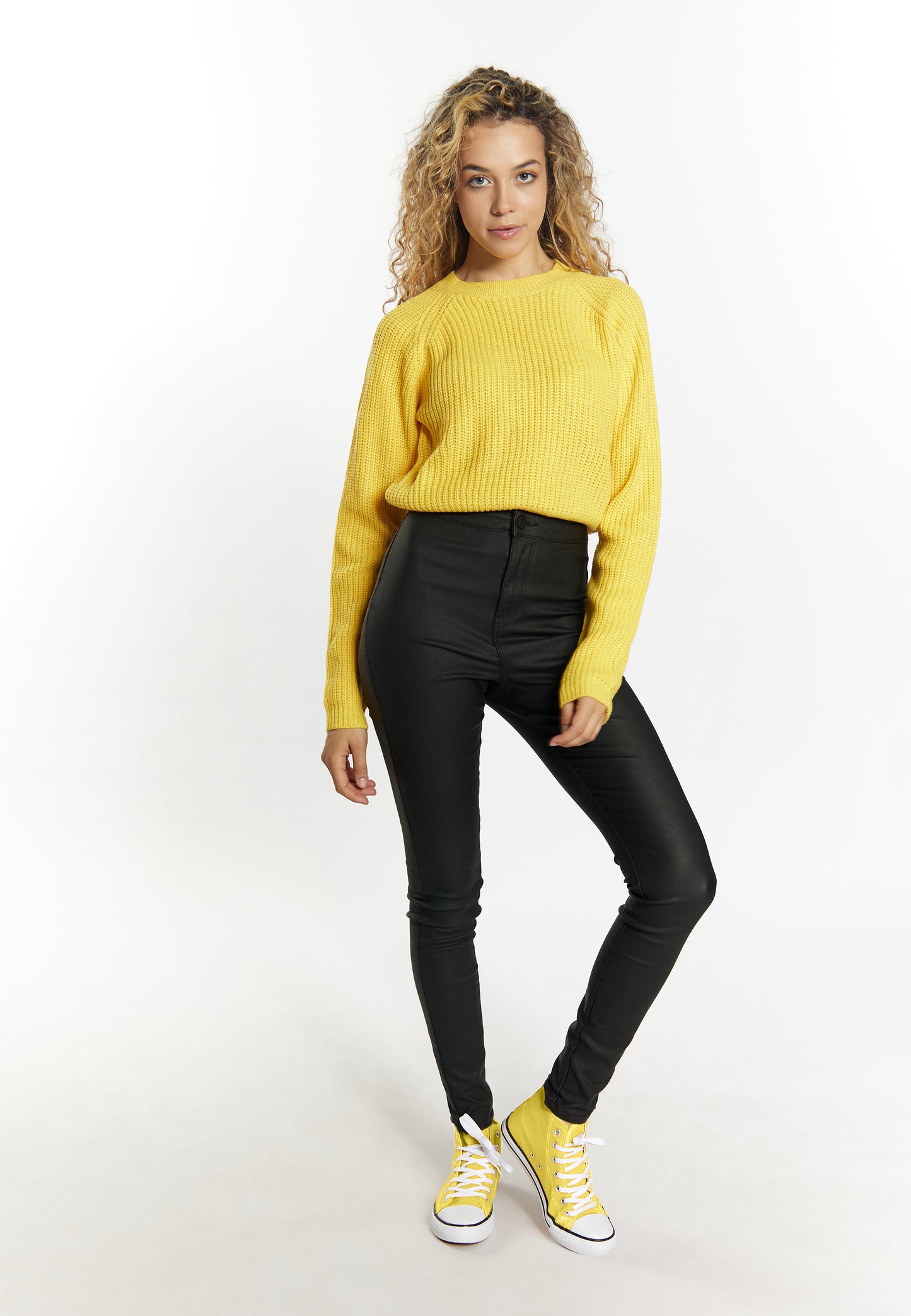 myMo Damen Strick Cropped Pullover
