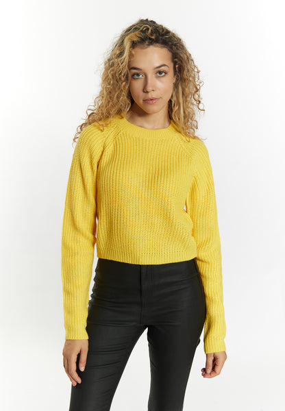 myMo Damen Strick Cropped Pullover