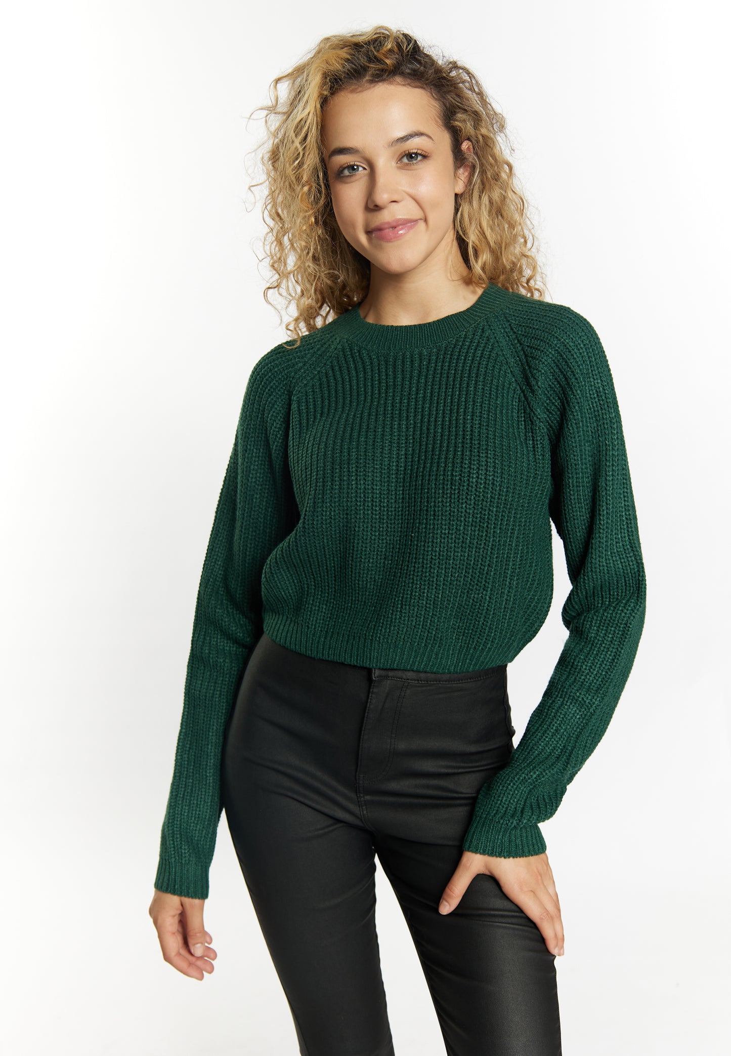 myMo Damen Strick Cropped Pullover