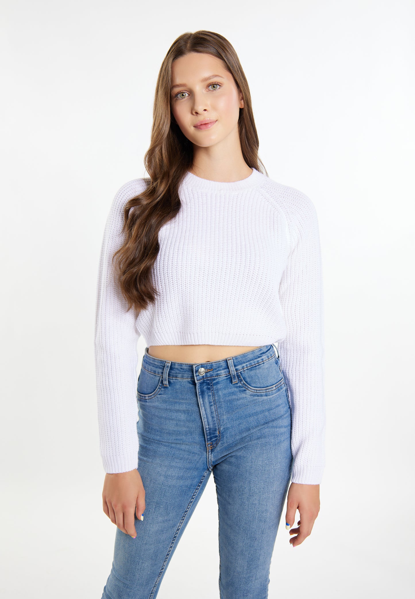 myMo Damen Strick Cropped Pullover