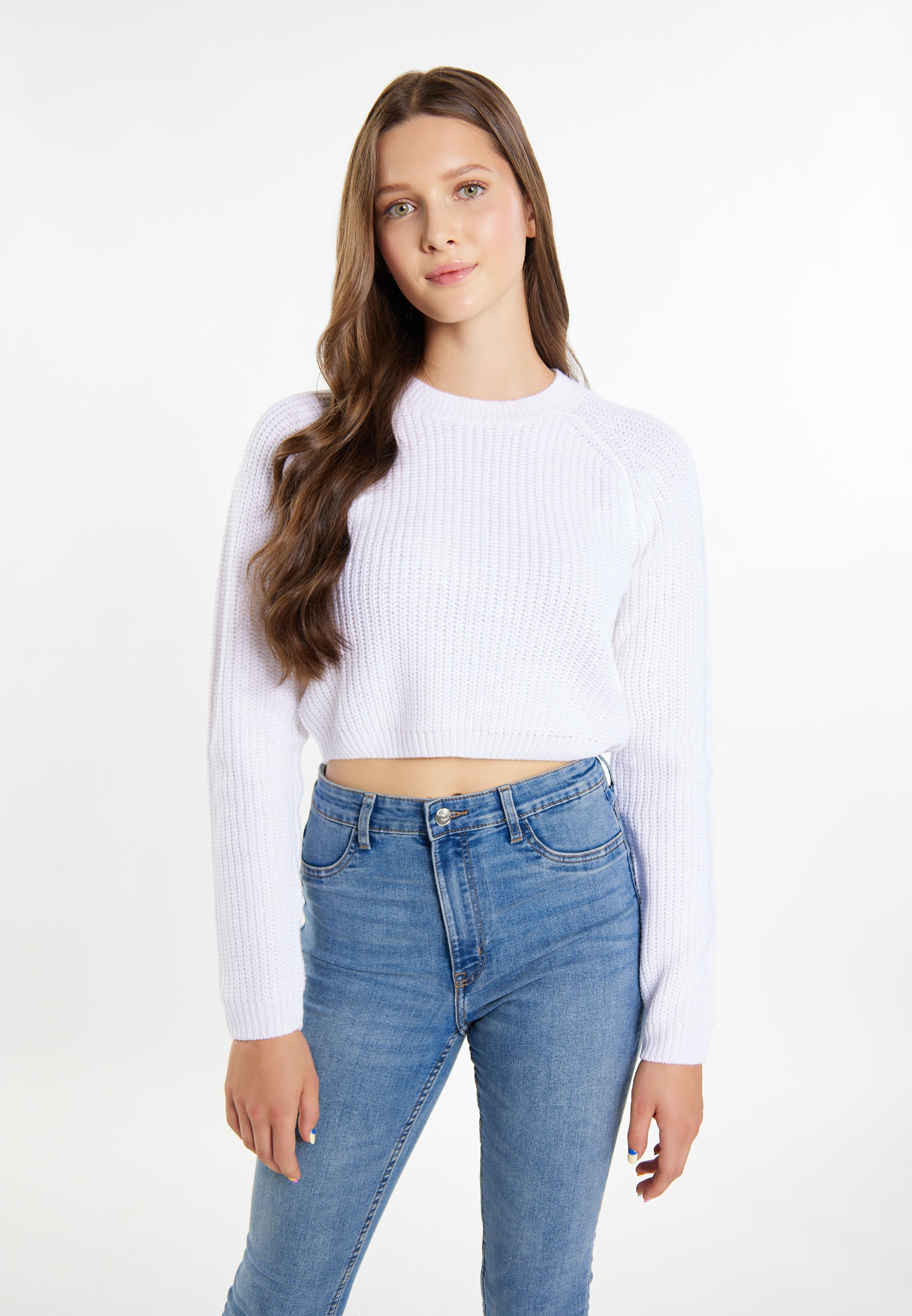 myMo Damen Strick Cropped Pullover