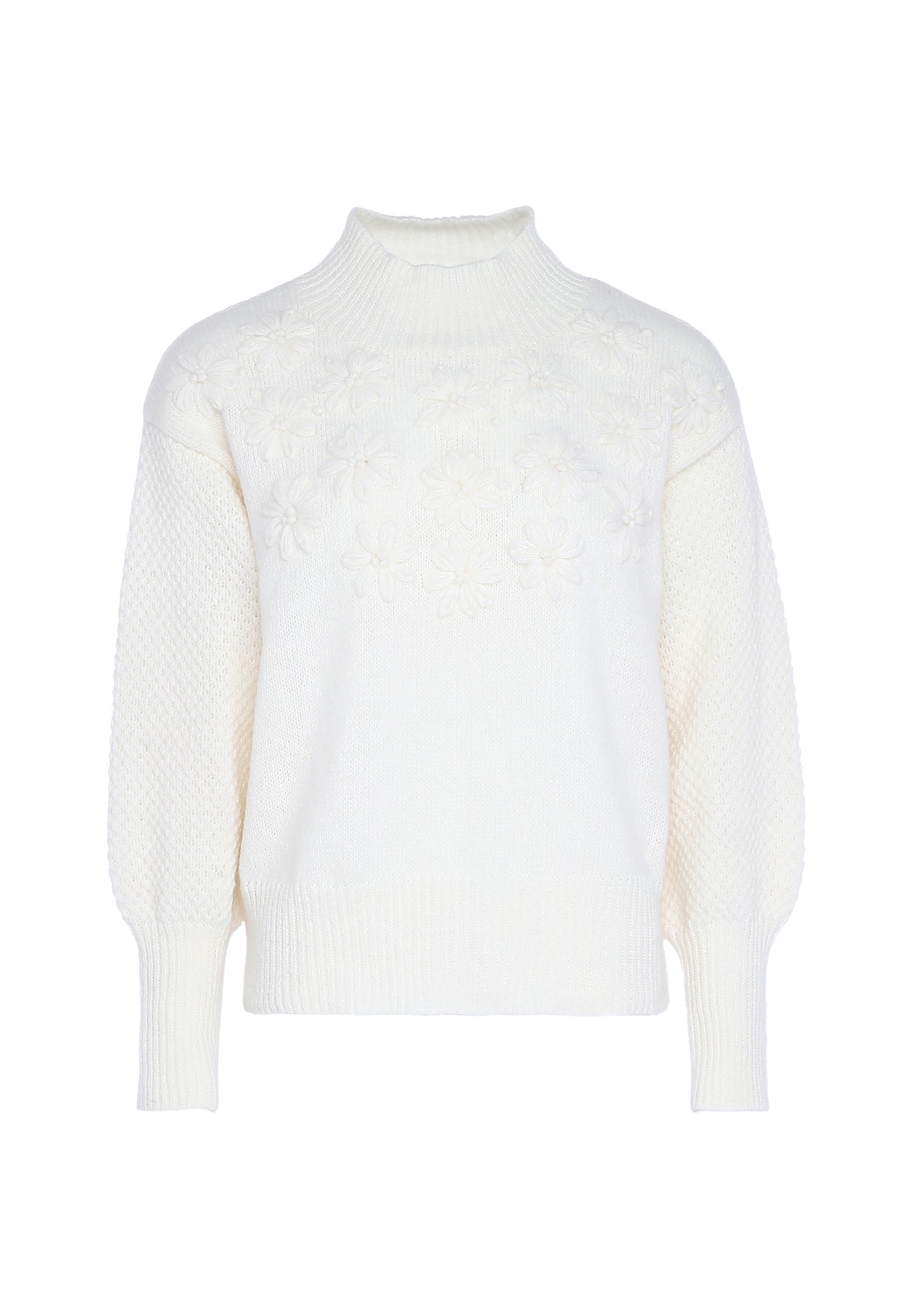 myMo Women's Sweater With Floral Embroidery