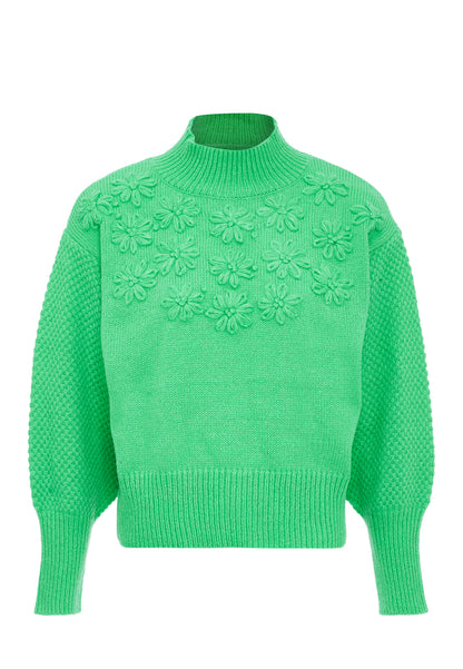 myMo Women's Sweater With Floral Embroidery